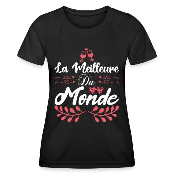 La meilleur du monde. Cadeau copine cadeau d'amour - T-shirt sport Femme - noir - Devant - AI Model Female 172 light (172cm)