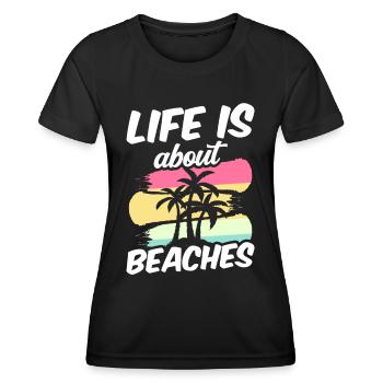 La vie se compose de plages vacances plage plage - T-shirt sport Femme - noir - Devant - AI Model Female 172 light (172cm)
