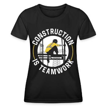 Construction work is teamwork Construction Teamwork Construction site - Women's Functional T-Shirt - black - Front - AI Model Female 172 light (172cm)