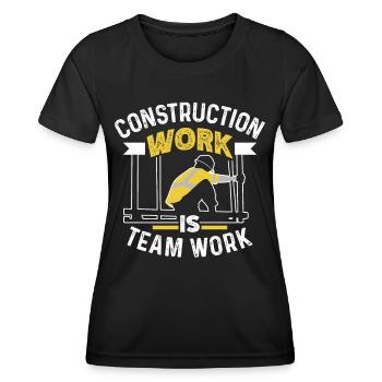 Le travail de construction est un travail d’équipe Travail d’équipe sur chantier - T-shirt sport Femme - noir - Devant - AI Model Female 172 light (172cm)