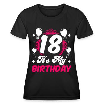 18 C’est mon anniversaire Fille Anniversaire Dix-huit ans - T-shirt sport Femme - noir - Devant - AI Model Female 172 light (172cm)