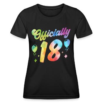 Officiellement 18 Dix-huit ans Anniversaire de l’enfant - T-shirt sport Femme - noir - Devant - AI Model Female 172 light (172cm)