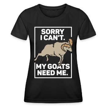 Malheureusement, mes chèvres n’ont pas besoin de moi animal - T-shirt sport Femme - noir - Devant - AI Model Female 172 light (172cm)