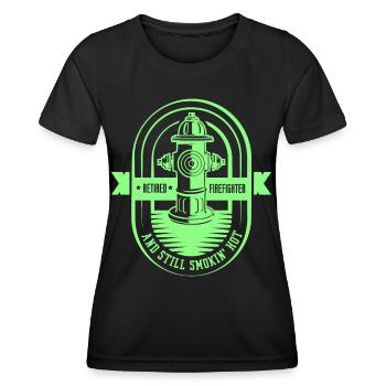 Pompier à la retraite et encore chaud - T-shirt sport Femme - noir - Devant - AI Model Female 172 light (172cm)