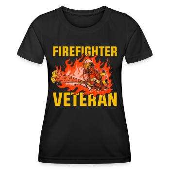 Pompier vétéran Retraite Brigade de pompiers - T-shirt sport Femme - noir - Devant - AI Model Female 172 light (172cm)
