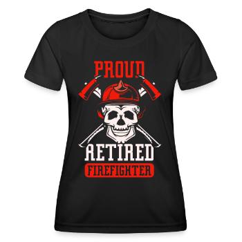 Fier pompier à la retraite Pension de retraité - T-shirt sport Femme - noir - Devant - AI Model Female 172 light (172cm)