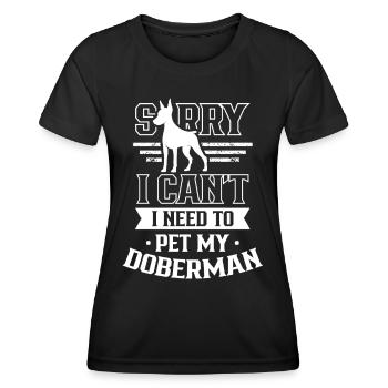 Ne puis-je pas avoir à caresser mon Doberman - T-shirt sport Femme - noir - Devant - AI Model Female 172 light (172cm)