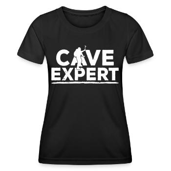 Höhlenexperte Höhlenwandern Caving Höhle Cave - Frauen Funktions-T-Shirt - Schwarz - Vorne - AI Model Female 172 light (172cm)