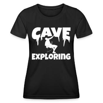 Höhle Erforschen Cave Höhlenwandern Caving - Frauen Funktions-T-Shirt - Schwarz - Vorne - AI Model Female 172 light (172cm)