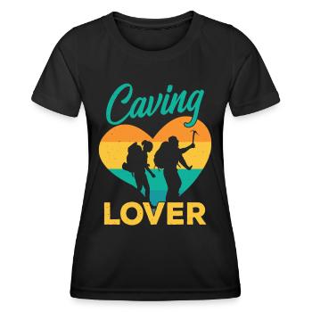 Höhlenliebhaber Cave Höhlenwandern Caving Höhle - Frauen Funktions-T-Shirt - Schwarz - Vorne - AI Model Female 172 light (172cm)
