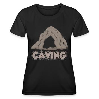 Höhlenforschung Höhlenwandern Cave Caving Höhle - Frauen Funktions-T-Shirt - Schwarz - Vorne - AI Model Female 172 light (172cm)