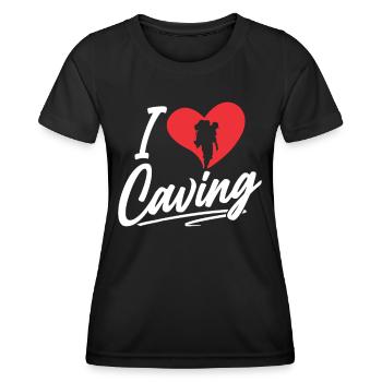 I love caving caving caving - Women's Functional T-Shirt - black - Front - AI Model Female 172 light (172cm)