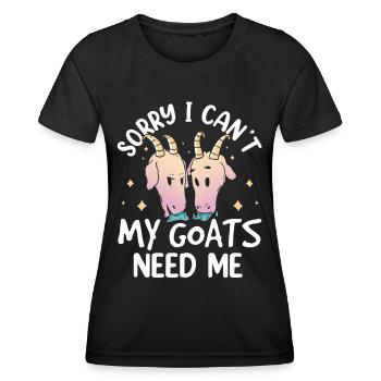 Malheureusement, mes chèvres n’ont pas besoin de moi animal - T-shirt sport Femme - noir - Devant - AI Model Female 172 light (172cm)