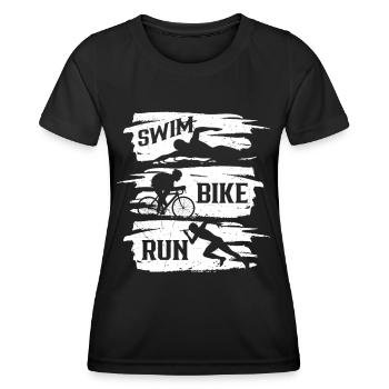 Natation Vélo Course Triathlète Triathlète Triathlon Triathlète - T-shirt sport Femme - noir - Devant - AI Model Female 172 light (172cm)