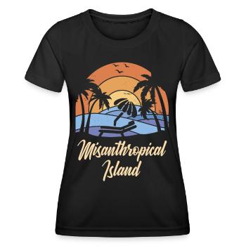 Lustiger Sarkasmus Urlaub MISANTHROPICAL ISLAND - Frauen Funktions-T-Shirt - Schwarz - Vorne - AI Model Female 172 light (172cm)