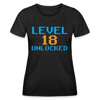 Niveau 18 Débloqué Célébration Dix-huit - T-shirt sport Femme - noir - Devant - AI Model Female 172 light (172cm)