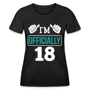 Je suis officiellement 18 ans dix-huit fête - T-shirt sport Femme - noir - Devant - AI Model Female 172 light (172cm)