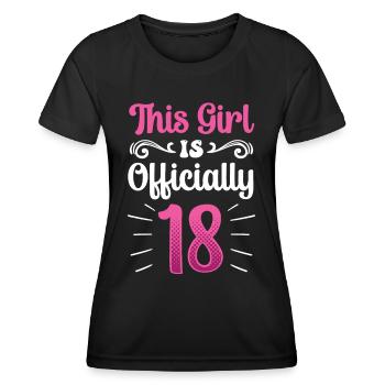 Cette fille a officiellement 18 dix-huit ans fête - T-shirt sport Femme - noir - Devant - AI Model Female 172 light (172cm)