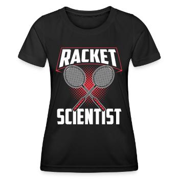 Schläger Wissenschaftler Racket Scientist - Frauen Funktions-T-Shirt - Schwarz - Vorne - AI Model Female 172 light (172cm)
