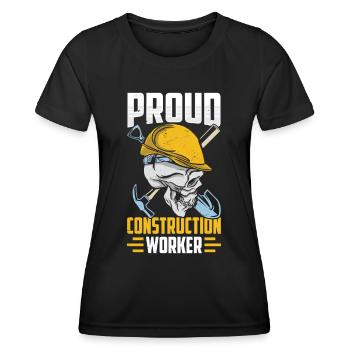 Fier travailleur de la construction Travail d’équipe de chantier Construction - T-shirt sport Femme - noir - Devant - AI Model Female 172 light (172cm)