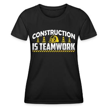 Construction work is teamwork Teamwork Construction site construction - Women's Functional T-Shirt - black - Front - AI Model Female 172 light (172cm)