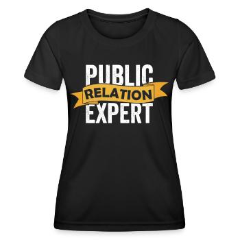 Expert en relations publiques Profession Relations publiques RP - T-shirt sport Femme - noir - Devant - AI Model Female 172 light (172cm)