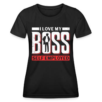 J’aime mon patron indépendant freelance - T-shirt sport Femme - noir - Devant - AI Model Female 172 light (172cm)