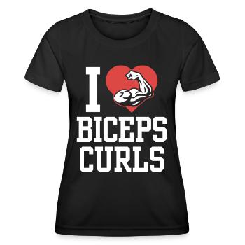 J’adore biceps boucles dictons muscles biceps - T-shirt sport Femme - noir - Devant - AI Model Female 172 light (172cm)