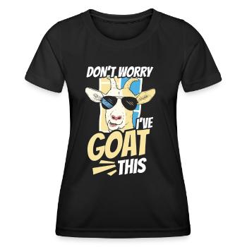 Mach Dir Keine Sorgen Ich Habe Das Im Griff Ziege - Frauen Funktions-T-Shirt - Schwarz - Vorne - AI Model Female 172 light (172cm)