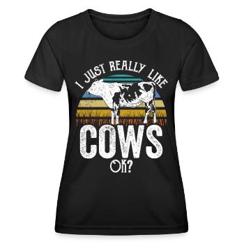 Ich Mag Kühe Einfach Sehr Kuh Milchkuh Bauernhof - Frauen Funktions-T-Shirt - Schwarz - Vorne - AI Model Female 172 light (172cm)