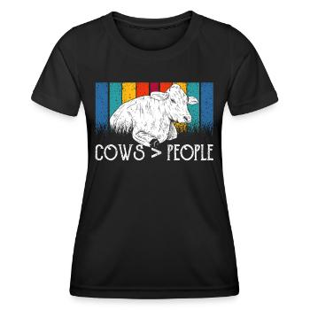 Vaches > personnes Ferme Vache laitière Animaux Vache - T-shirt sport Femme - noir - Devant - AI Model Female 172 light (172cm)