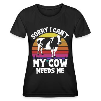 Ma vache n’a-t-elle pas besoin de moi vache laitière vache - T-shirt sport Femme - noir - Devant - AI Model Female 172 light (172cm)