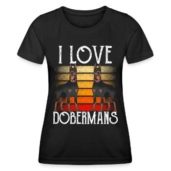 J’aime les dobermans chiens doberman doberman - T-shirt sport Femme - noir - Devant - AI Model Female 172 light (172cm)