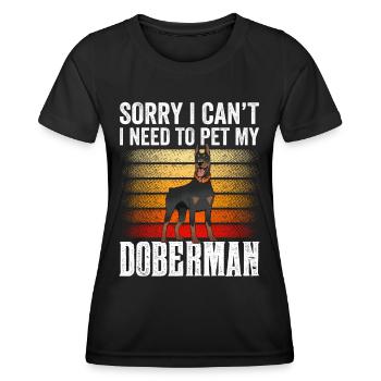 Ne puis-je pas avoir à caresser mon Doberman - T-shirt sport Femme - noir - Devant - AI Model Female 172 light (172cm)