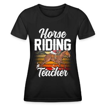 Moniteur d’équitation Cours d’équitation Équitation - T-shirt sport Femme - noir - Devant - AI Model Female 172 light (172cm)