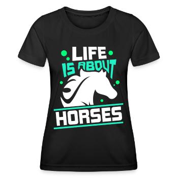 La vie se compose de chevaux d’équitation - T-shirt sport Femme - noir - Devant - AI Model Female 172 light (172cm)