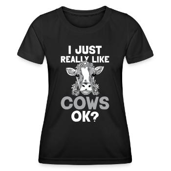 J’aime beaucoup les vaches vache laitière vache - T-shirt sport Femme - noir - Devant - AI Model Female 172 light (172cm)