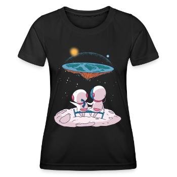 The earth is flat - Women's Functional T-Shirt - black - Front - AI Model Female 172 light (172cm)