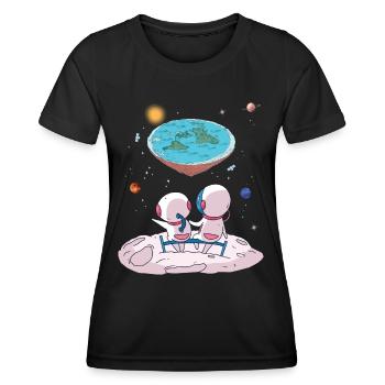 The earth is flat - Women's Functional T-Shirt - black - Front - AI Model Female 172 light (172cm)