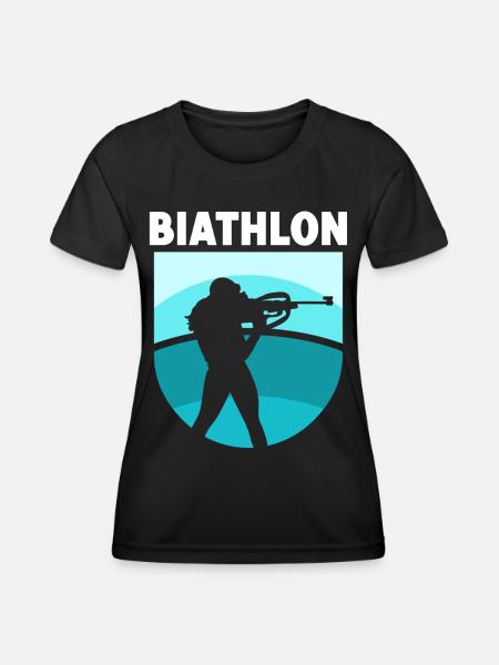 Biathlon Biathlons Biathletin Sport Biathlet - Frauen Funktions-T-Shirt - Schwarz