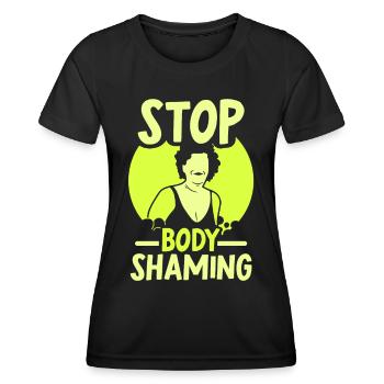 No more bodyshaming Annoying bodyshaming - Women's Functional T-Shirt - black - Front - AI Model Female 172 light (172cm)