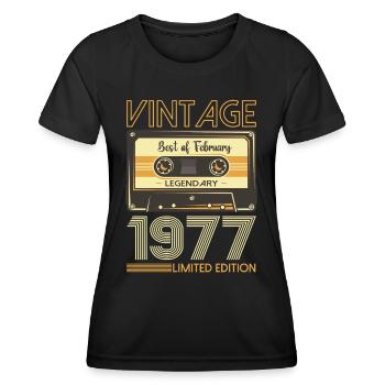 Février né 1977 46ème anniversaire cadeau homme - T-shirt sport Femme - noir - Devant - AI Model Female 172 light (172cm)