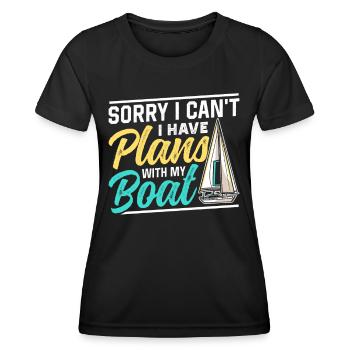 Malheureusement, je ne peux pas avoir de plans avec mon bateau - T-shirt sport Femme - noir - Devant - AI Model Female 172 light (172cm)