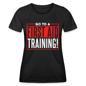 Participer à un instructeur de secourisme - T-shirt sport Femme - noir - Devant - AI Model Female 172 light (172cm)