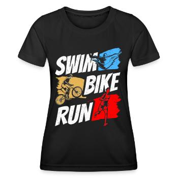 Natation Vélo Course Triathlète Triathlète Triathlon Triathlète - T-shirt sport Femme - noir - Devant - AI Model Female 172 light (172cm)