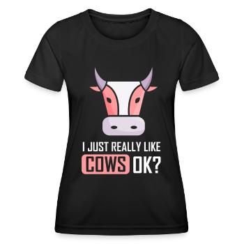 J’aime beaucoup les vaches vaches laitières ferme - T-shirt sport Femme - noir - Devant - AI Model Female 172 light (172cm)
