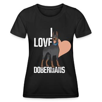 J’aime les dobermans doberman chiens doberman - T-shirt sport Femme - noir - Devant - AI Model Female 172 light (172cm)
