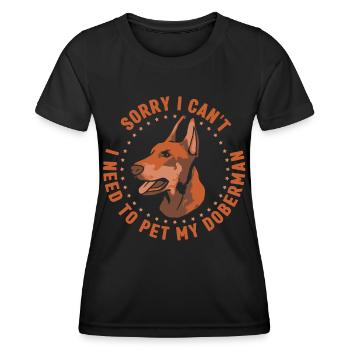 Ne puis-je pas avoir à caresser mon Doberman - T-shirt sport Femme - noir - Devant - AI Model Female 172 light (172cm)