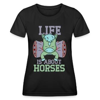 La vie se compose de chevaux d’équitation - T-shirt sport Femme - noir - Devant - AI Model Female 172 light (172cm)