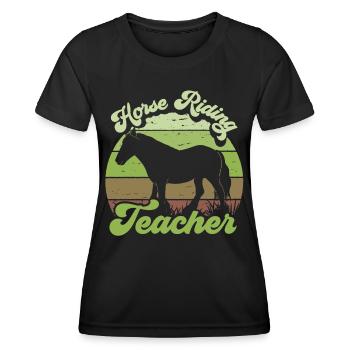 Moniteur d’équitation Cours d’équitation Équitation - T-shirt sport Femme - noir - Devant - AI Model Female 172 light (172cm)